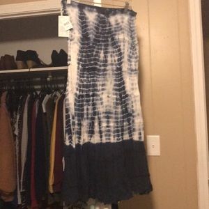 Blue tie dye maxi skirt